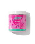 Alani Nu's Pre-Workout - Pink Slush boasts a vibrant pink label with fruit graphics. It offers 30 servings for energy, endurance, and pump without sugar. With caffeine for workout boosts, it has a net weight of 11.4 oz (324g).