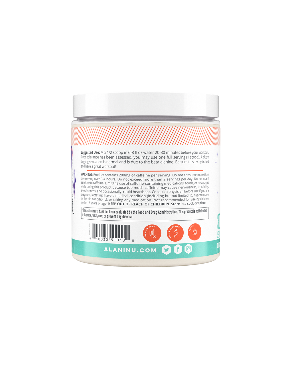 A side view of Pre-Workout in Galaxy Lemonade flavor showcasing suggested use of product.